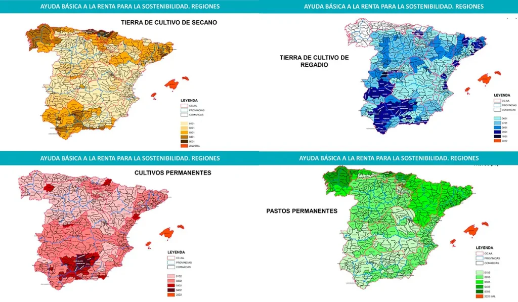 Mapas de las regiones de la nueva PAC