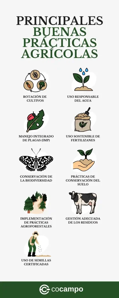 Infografía sobre buenas prácticas agrícolas.